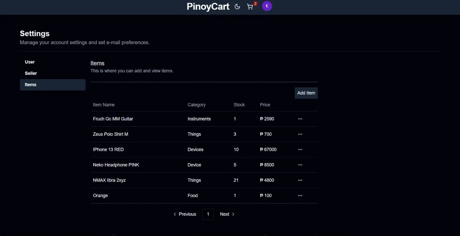Product Listing