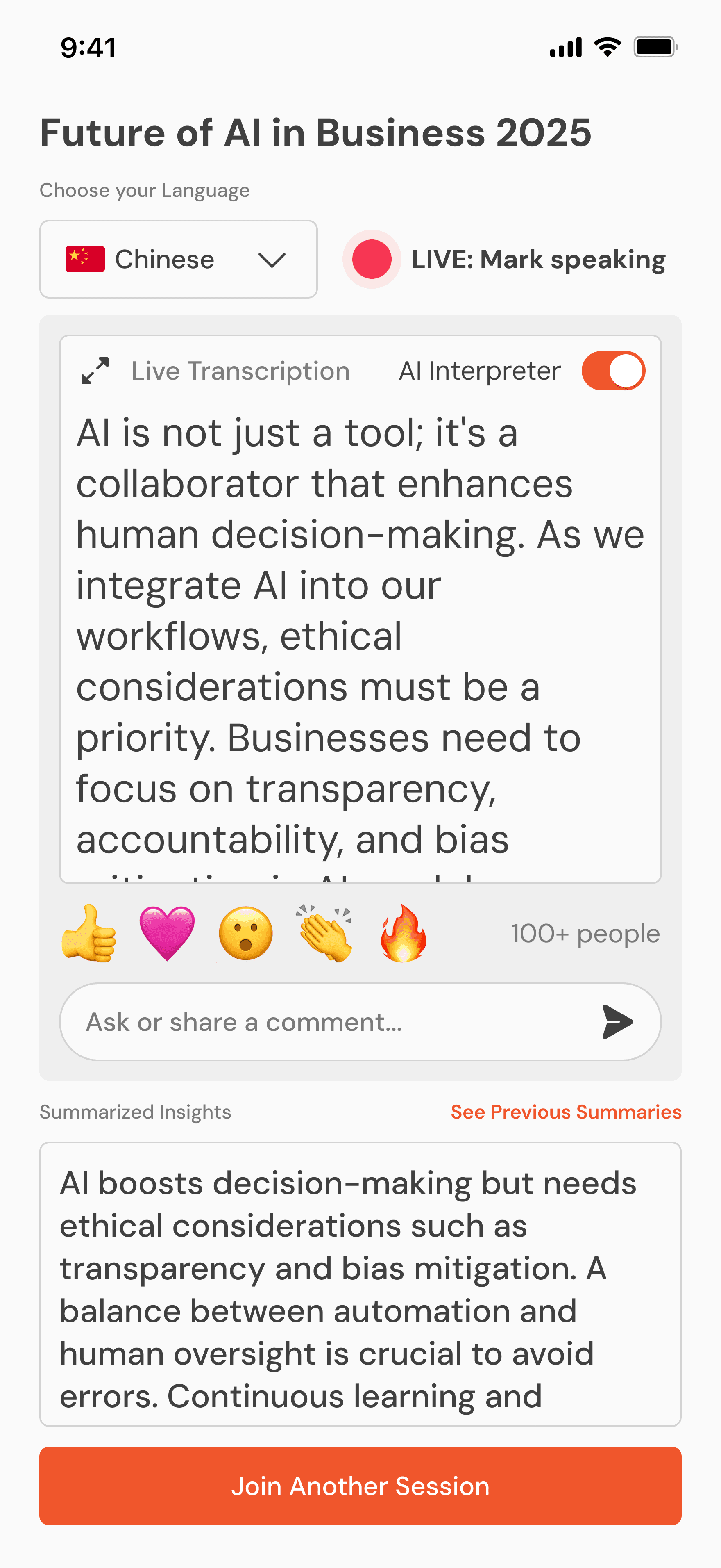 Live Transcription Interface